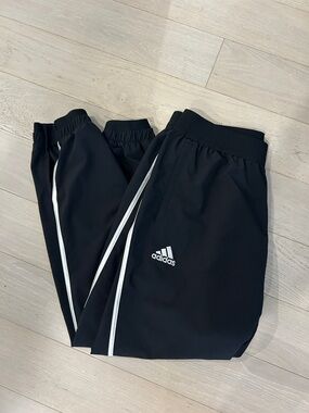 adidas Black Joggers with White Side Stripes